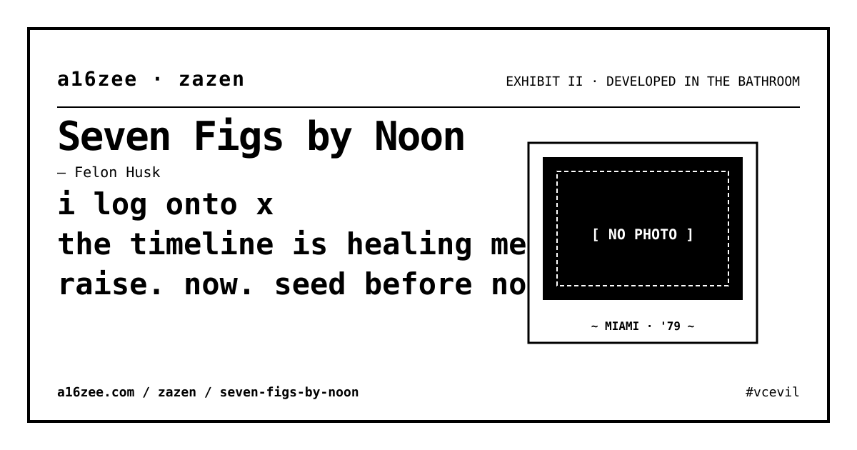 Seven Figs by Noon — visual exhibit